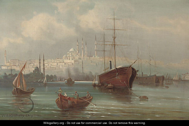 Trading vessels before a mosque on the Golden Horn - (after) Karl Kaufmann