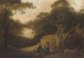 Figures resting in a woodland glade - (after) Julius Caesar Ibbetson