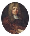 Portrait of a gentleman, half-length, in a white collar and maroon wrap - (after) Jean Baptiste Van Loo