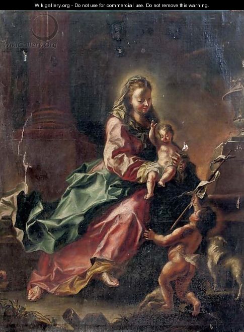 The Madonna with the Christ Child and the Infant Saint John the Baptist in an architectural setting - (after) Januarius Zick
