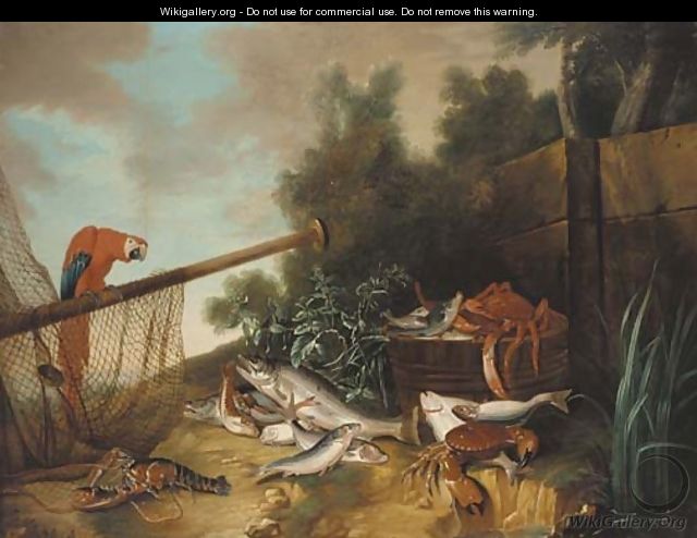 A barrel with a spider crab and fish - (after) Jean-Baptiste Oudry