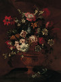 Roses, lemon blossom, poppies, narcissi and other flowers on a stone ledge - (after) Jean-Baptiste Monnoyer