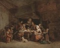 A family around a kitchen table - (after) Greuze, Jean Baptiste