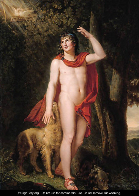 Apollo with two hunting dogs - (after) Johann Heinrich The Younger Tischbein