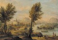 Travellers in a Rhenish landscape - (after) Johann Christian Vollerdt Or Vollaert