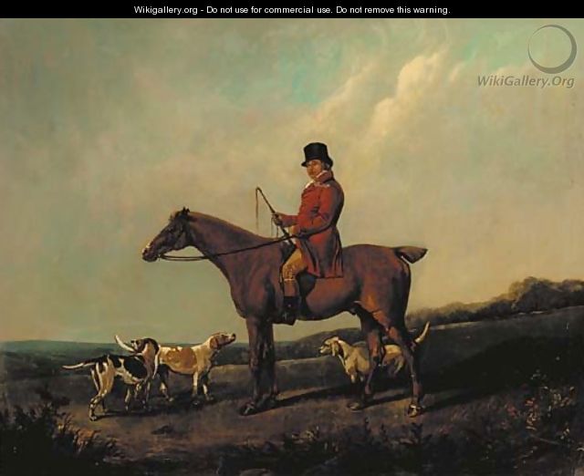 A huntsman on a bay hunter with hounds, in a landscape - (after) John Snr Ferneley