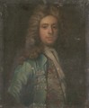 Portrait of a gentleman, bust-length, in a blue coat and embroidered waistcoat - (attr.to) Closterman, Johann