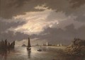 Great Yarmouth by moonlight - (after) John Berney Crome