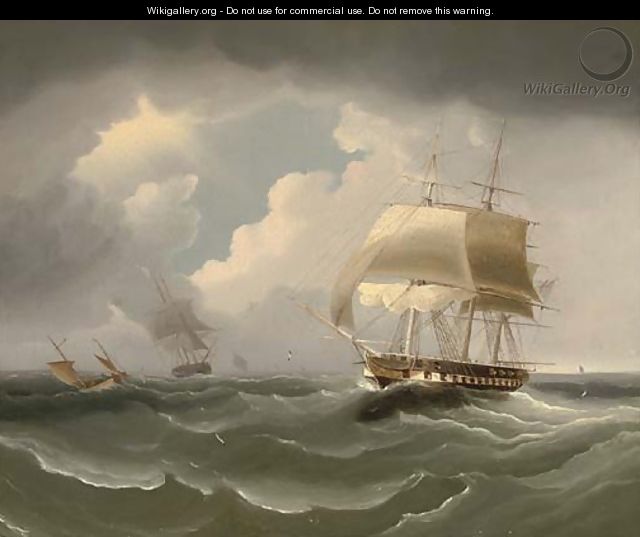A frigate running down the Channel - (after) James E. Buttersworth