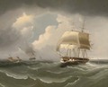 A frigate running down the Channel - (after) James E. Buttersworth