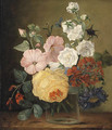 Flowers in a glass Jar on a Ledge - (after) Jan Frans Van Dael