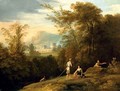 A landscape with shepherds, a town beyond - (after) Jan Frans Van Orizzonte (see Bloemen)