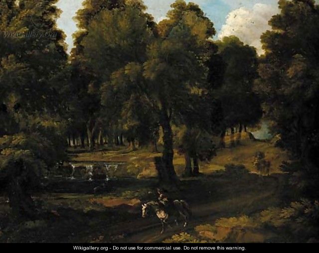 A horseman on a woodland track - (after) Jan Frans Van Orizzonte (see Bloemen)