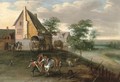 A landscape with farm labourers, their horses and wagons, buildings beyond - (after) Jan, The Younger Brueghel