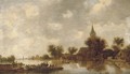 A river landscape with a ferry crossing - (after) Jan Van Goyen