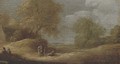 A dune landscape with figures conversing on a track - (after) Jan Van Goyen