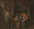 An interior with men and women drinking tea - (after) Jan Josef, The Elder Horemans