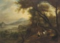 A Rhenish landscape with mounted figures on a wooded track - (after) Jan Griffier I