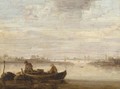 A river landscape with fishermen in a boat - (after) Jan Van Goyen