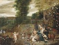 The Madonna and Child seated in a garden with the Infant Saint John the Baptist and putti - (after) Jan, The Younger Brueghel