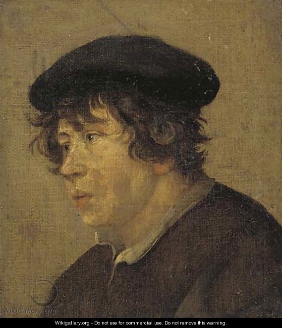 A young man, bust-length, in a brown cap - (after) Jan Steen