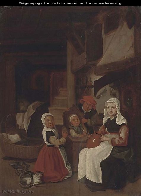 A peasant family in an interior - (after) Jan Steen