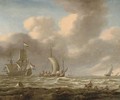 A Dutch man-o'-war and other shipping in choppy seas - (after) Jan Peeters
