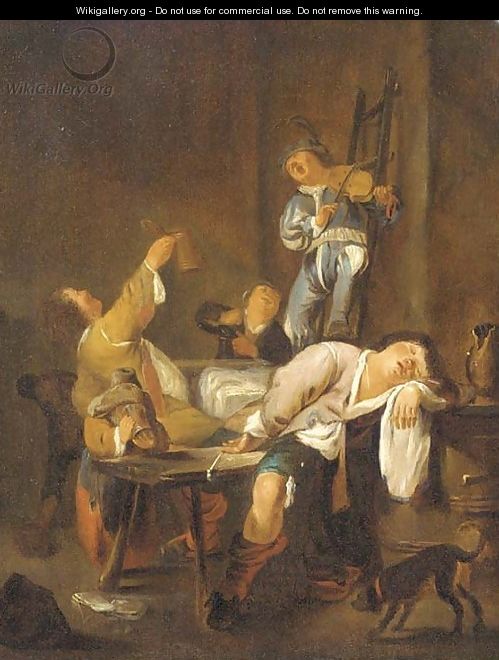 Peasants making merry in an inn - (after) Jan Miense Molenaer