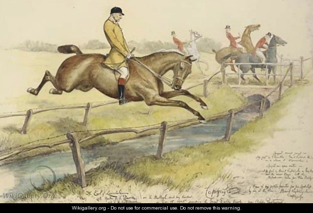 Lord Lonsdale jumping the Great Dalby Brook - Basil J. Nightingale