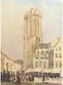 A view of the St. Rumbold's tower, Mechelen - Belgian School
