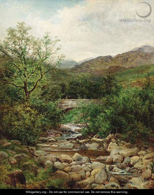 A bridge over a mountain stream, North Wales - Benjamin Williams Leader