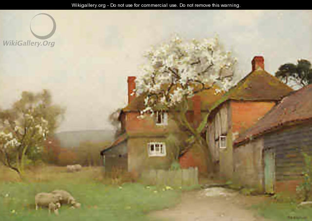 Sheep Grazing by a Cottage - Benjamin D. Sigmund