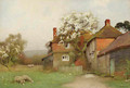 Sheep Grazing by a Cottage - Benjamin D. Sigmund