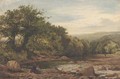 Figures by a river, thought to be Llugwy, North Wales - Benjamin Williams Leader