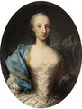 Portrait of a lady, half-length, wearing a white dress and a blue silk wrap - Austrian School