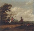 A wooded landscape with a hawking party - Barent Gael