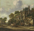 Travelers in a village landscape - Barend Gaal Harlem