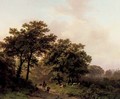 Travellers on a wooded path at sunrise - Barend Cornelis Koekkoek