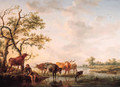 A cowherd watering cattle at sunset - Balthasar Paul Ommeganck