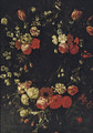 A garland of roses, tulips, violets and other flowers - Bartholomeus Van Winghen