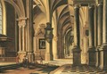 A church interior with elegant company conversing in the aisle - Bartholomeus Van Bassen