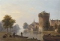 Figures by a Dutch canal - Bartholomeus Johannes Van Hove