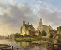 A riverside town - Bartholomeus Johannes Van Hove