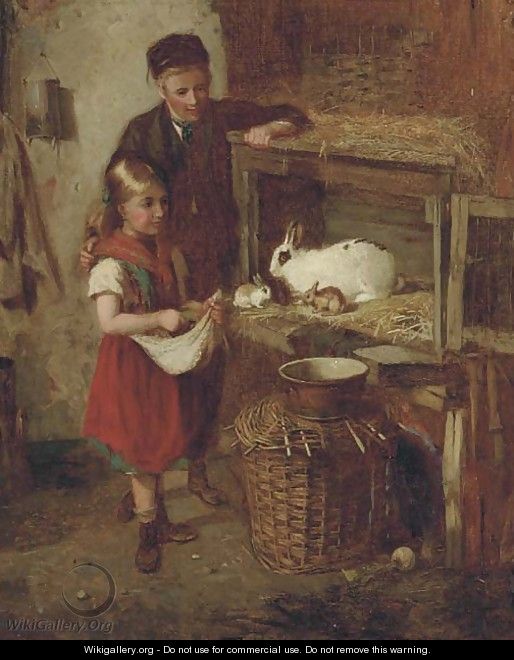Feeding the rabbits - (after) William Hemsley