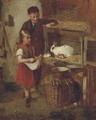 Feeding the rabbits - (after) William Hemsley