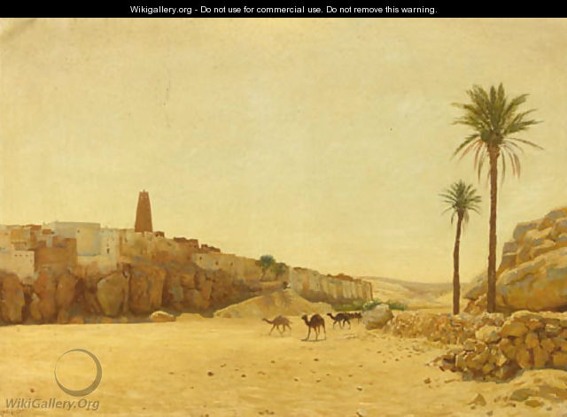 Camels before a North-African dessert village - August Le Gras