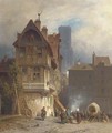 A bustling marketplace, Rouen - August Schliecker