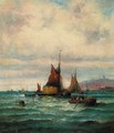 Shipping off a harbour - (after) William A. Thornley Or Thornbery