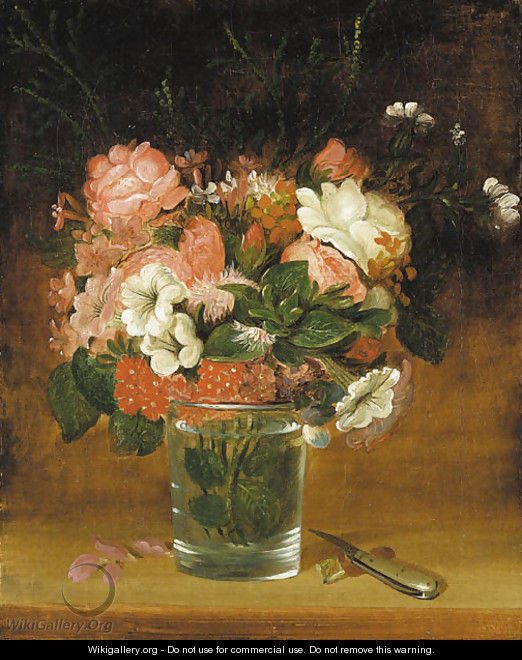 Still Life with Flowers in a Glass - (after) William Sidney Mount