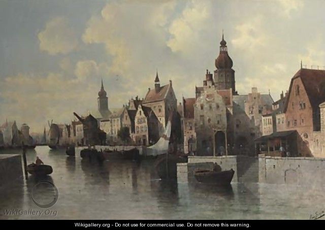 View of a town about a canal - August von Siegen